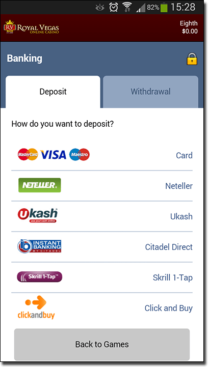 Mobile casino deposits and withdrawals