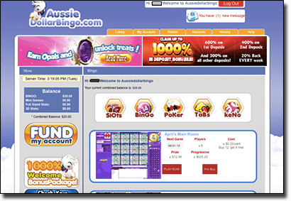 Play online housie at Aussie Dollar Bingo