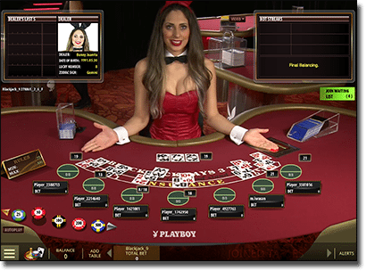 Play Playboy Bunny live dealer blackjack with sexy croupiers online