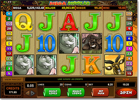 Play Mega Moolah jackpot progressive slots on the Internet