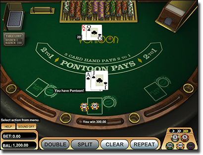 BetSoft Pontoon online casino game