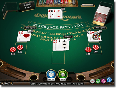 Play Double Exposure Blackjack online at G'Day Casino