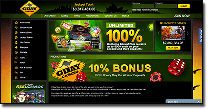 G'Day Casino - weekly AUD bonuses and promotions