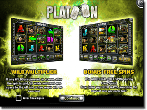 Platoon online video slots in AUD