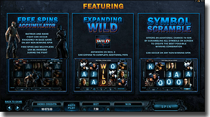 The Dark Knight Rises online slot bonus features and wilds