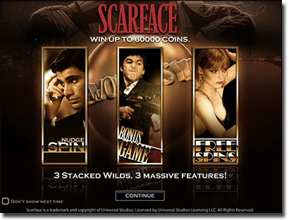 Scarface stacked wilds bonus feature