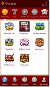 Royal Vegas Casino app games selection