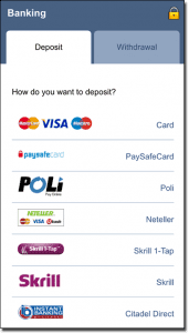 Royal Vegas Casino app deposit and withdrawal options