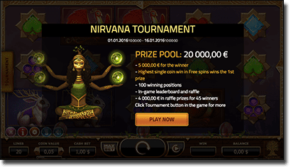 $20,000 Nirvana slots tournament at Leo Vegas