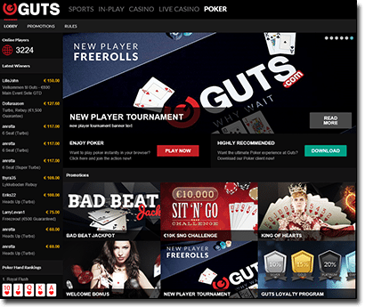 Guts Casino poker lobby