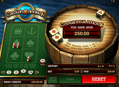 Play Crown and Anchor online dice game by Microgaming Crown and Anchor dice game by Microgaming