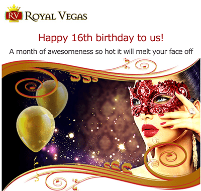 Royal Vegas Casino 16th birthday bonuses
