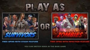 Play as Survivor or Zombie in Lost Vegas pokies