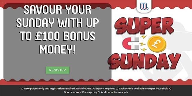 LadyLucks online casino site Sunday bonus offer