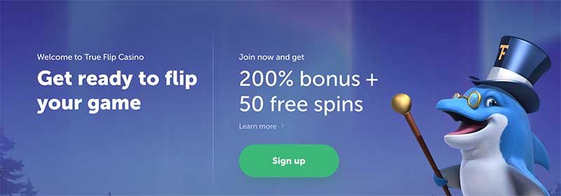 True Flip casino sign up bonus offer